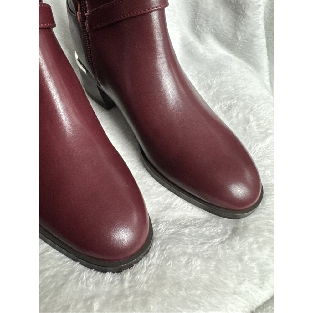 Calvin Klein Women's Jasen Buckle Strap Block Heel Booties Dark Red Sz 5.5 M NIB - Picture 4 of 8